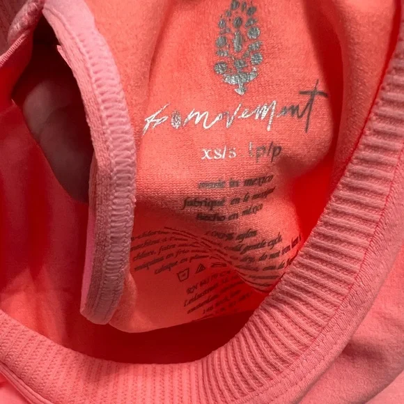 NWT Free People Movement Open Back Spell Out Logo Tank Neon Coral - Picture 4 of 5